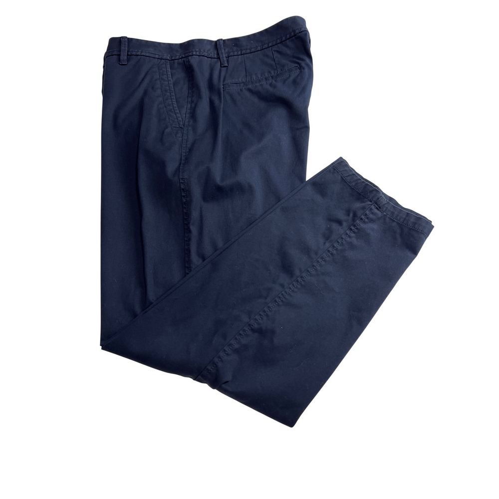 TALBOTS Relaxed Women's Size 12 Chino Navy Blue Cotton Blend Pants D21